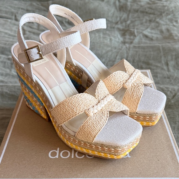 Dolce Vita Shoes - Dolce Vita Beige Woven Platform Sandals